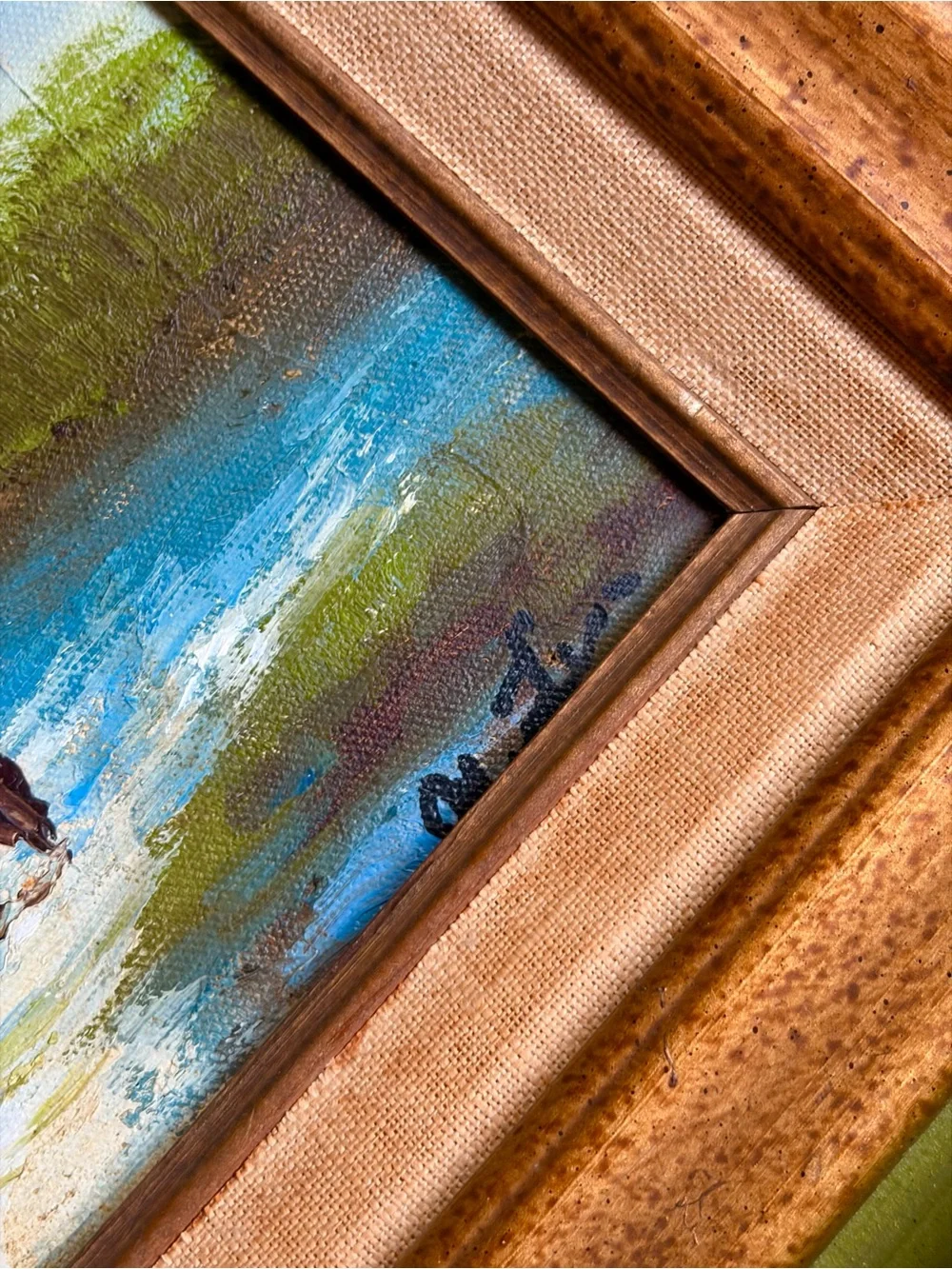 🏡🛶✨ Vintage Mid-Century Cottage Oil Painting ✨🛶🏡